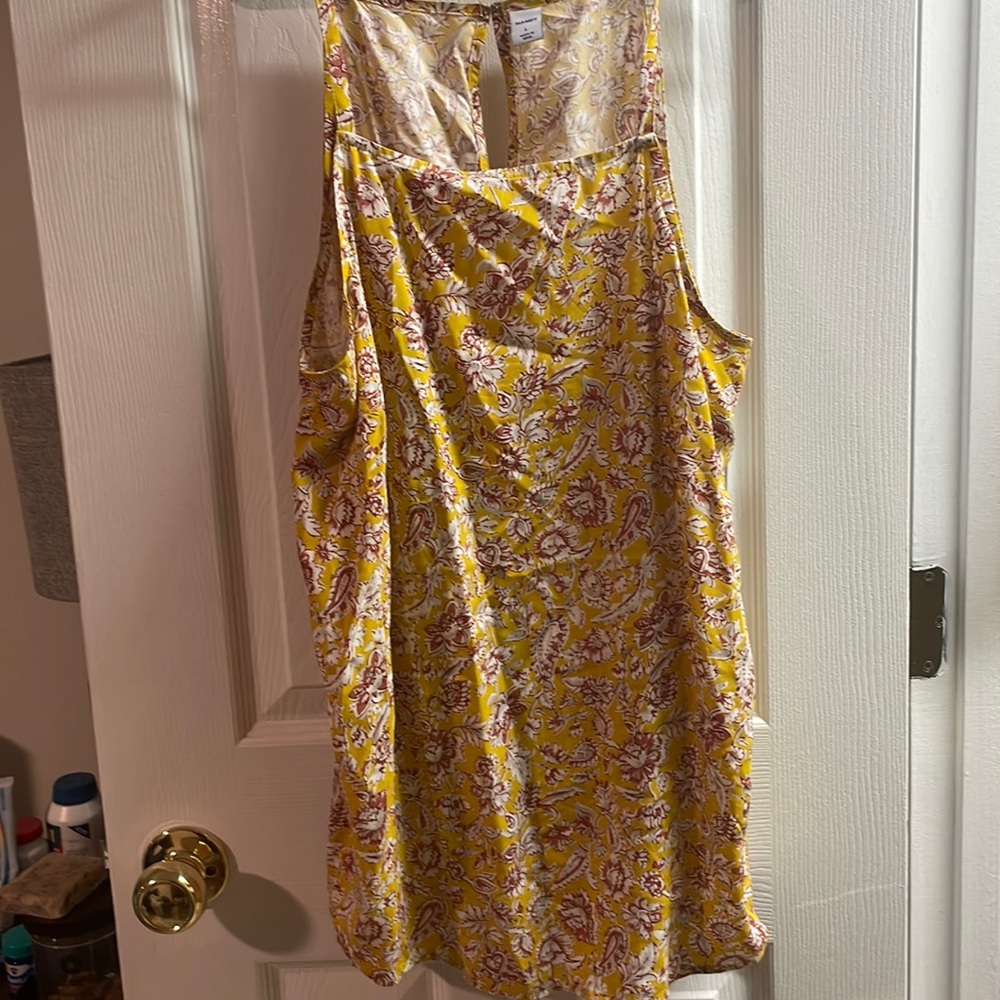 Yellow pink floral tank